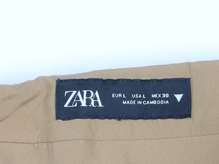 Zara Women Beige Wool Blend Short Pencil Skirt Size L
