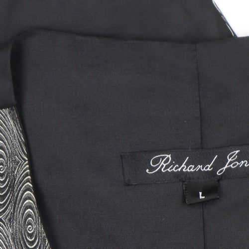 Richard Jones Men's Grey Geometric Waistcoat Size L Formal V-Neck