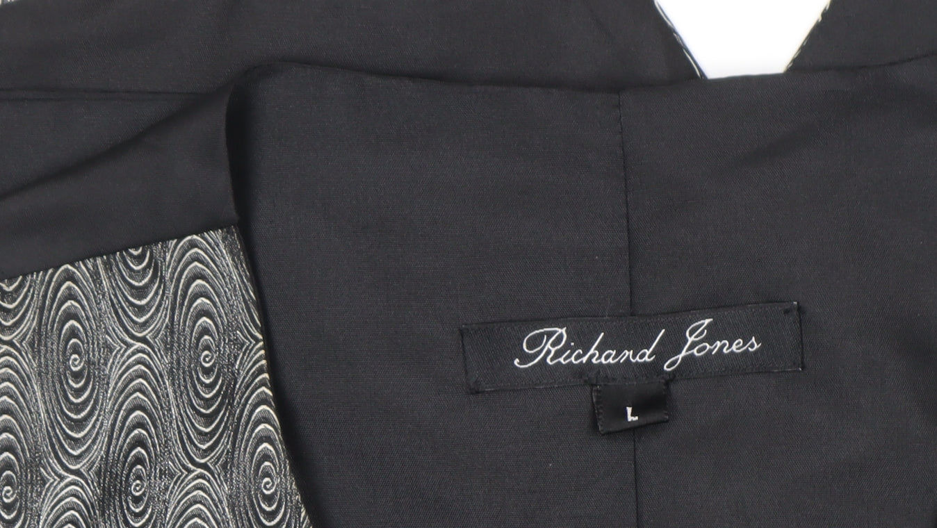 Richard Jones Men's Grey Geometric Waistcoat Size L Formal V-Neck