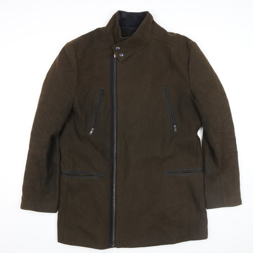 River Island Men's Brown Wool Blend Motorcycle Jacket L