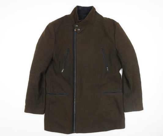 River Island Men's Brown Wool Blend Motorcycle Jacket L