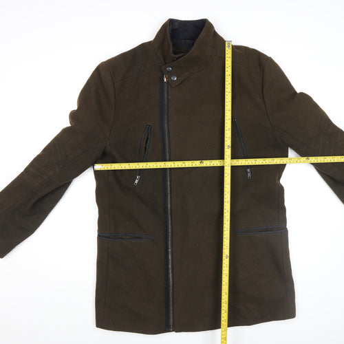 River Island Men's Brown Wool Blend Motorcycle Jacket L