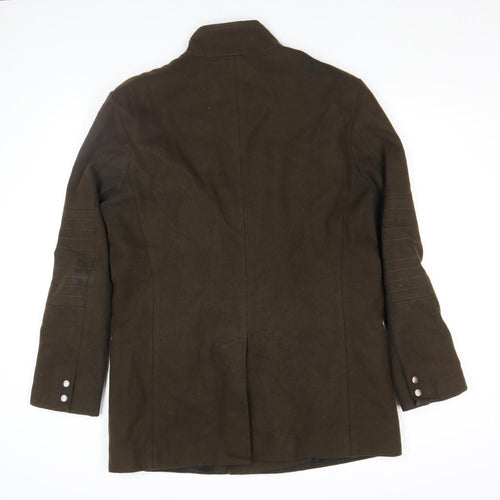 River Island Men's Brown Wool Blend Motorcycle Jacket L