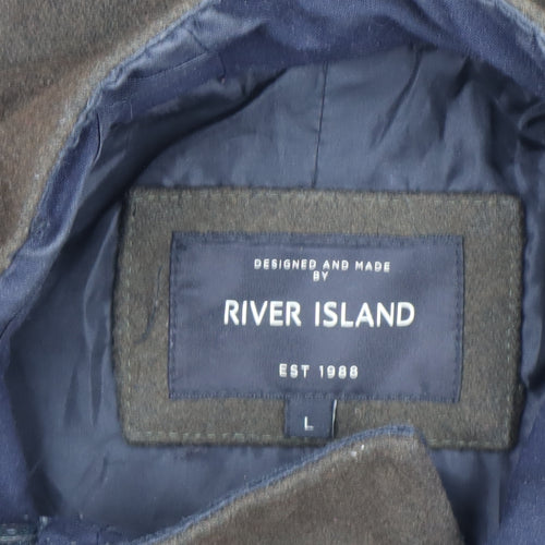River Island Men's Brown Wool Blend Motorcycle Jacket L