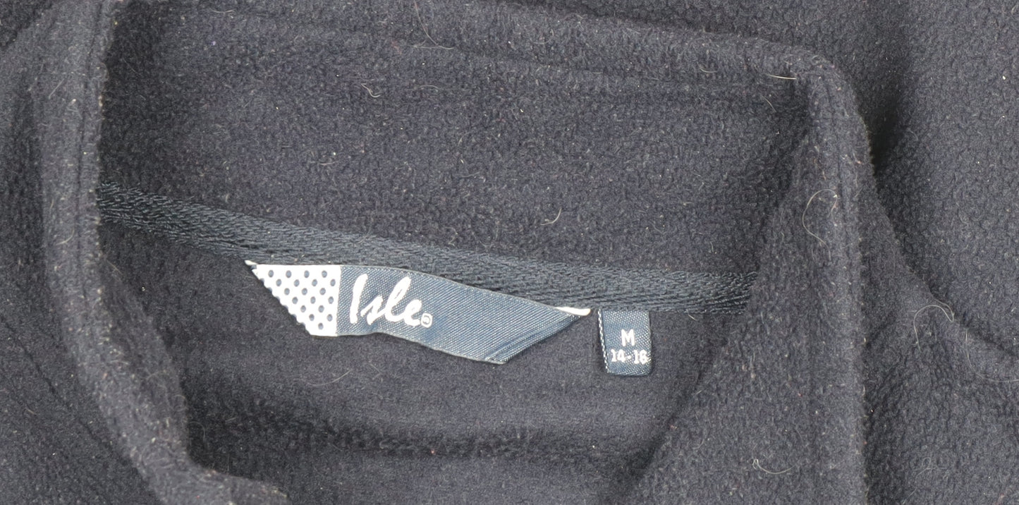 Isle Womens Black Fleece Full Zip Jacket Size M 14-16