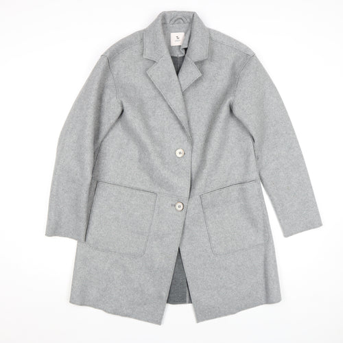 Tu Women Grey Size 8 Mid-Length Wool Blend Overcoat
