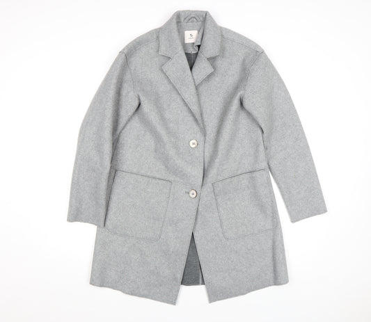 Tu Women Grey Size 8 Mid-Length Wool Blend Overcoat