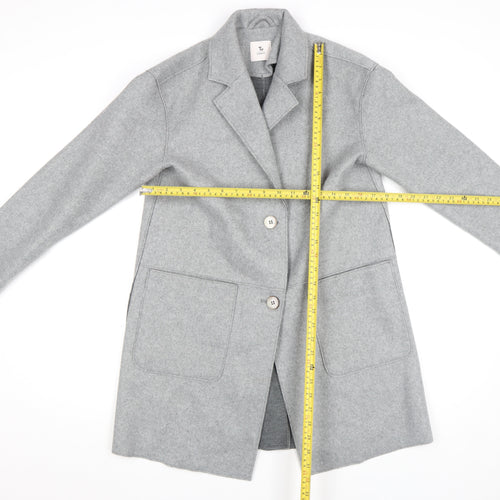 Tu Women Grey Size 8 Mid-Length Wool Blend Overcoat