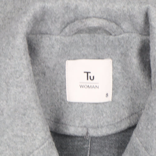Tu Women Grey Size 8 Mid-Length Wool Blend Overcoat