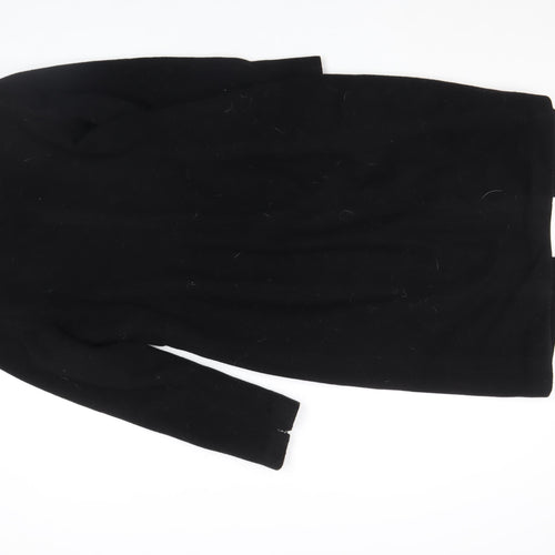 Warehouse Women's Black Wool Cashmere Long Coat UK 10 Classic Style