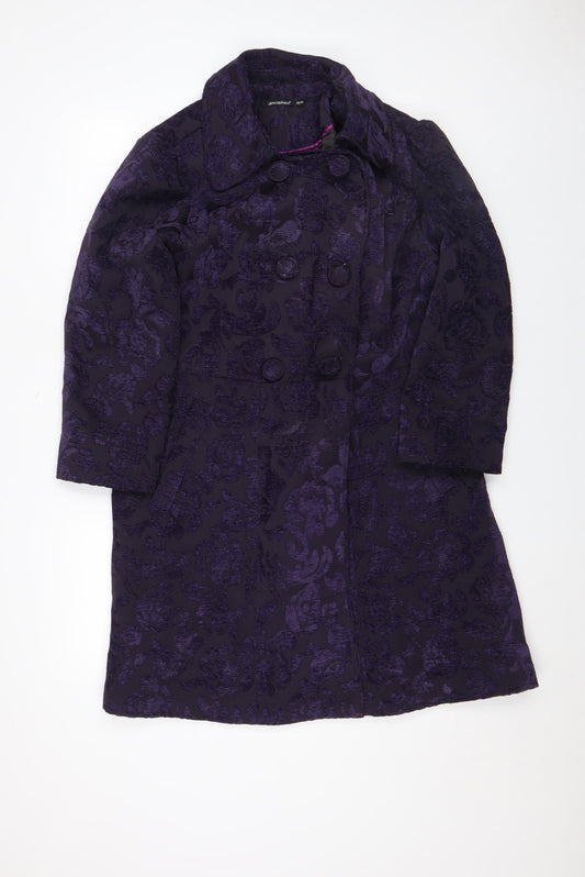 Atmosphere Women's Purple Floral Jacquard Double-Breasted Mid-Length Coat Size 18
