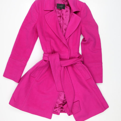 Coast Women Pink Wool Blend Belted Trench Coat Size 10
