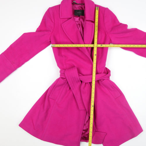 Coast Women Pink Wool Blend Belted Trench Coat Size 10