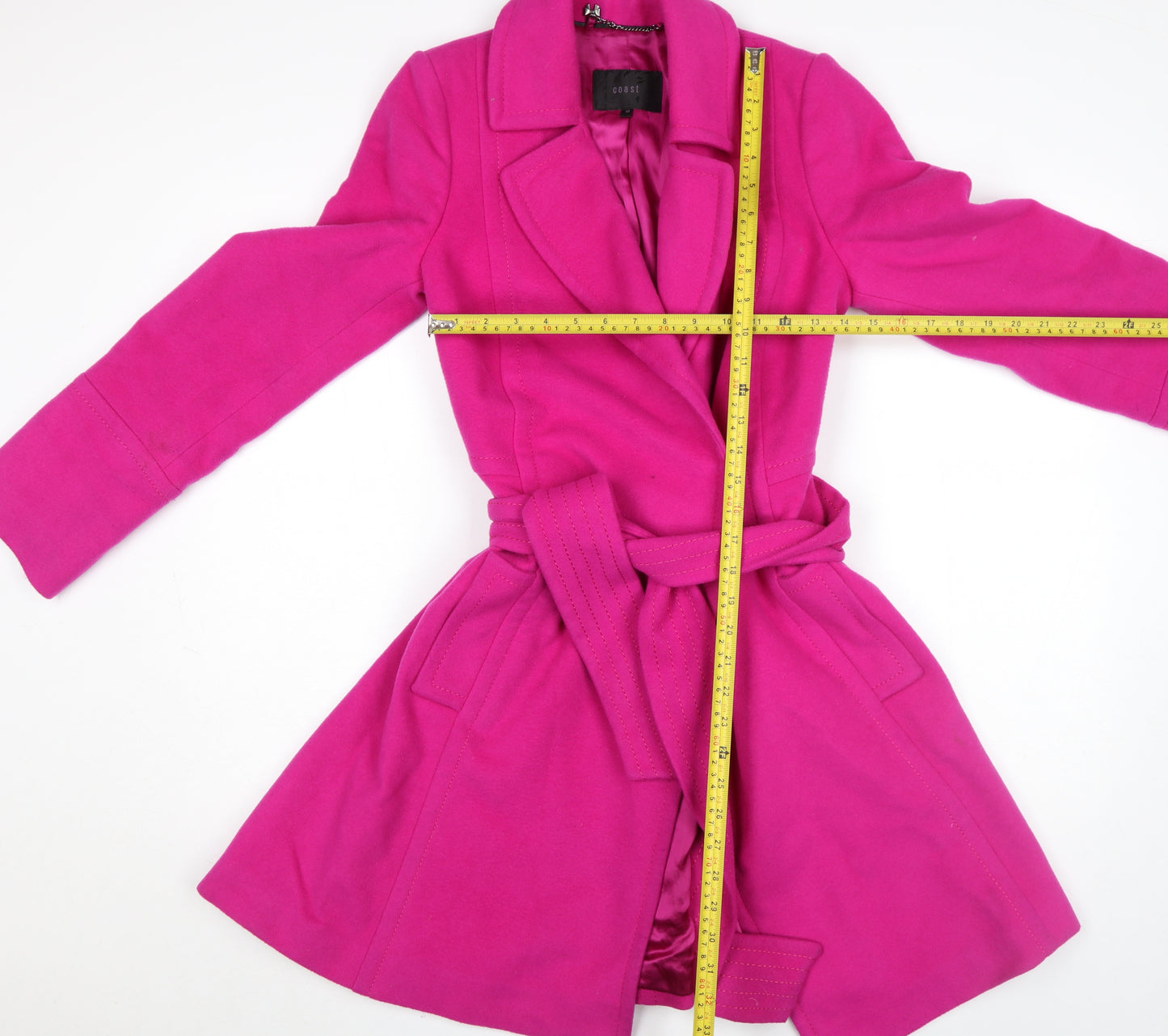 Coast Women Pink Wool Blend Belted Trench Coat Size 10