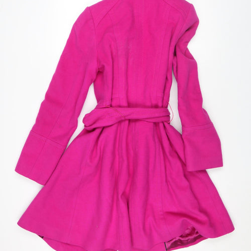 Coast Women Pink Wool Blend Belted Trench Coat Size 10