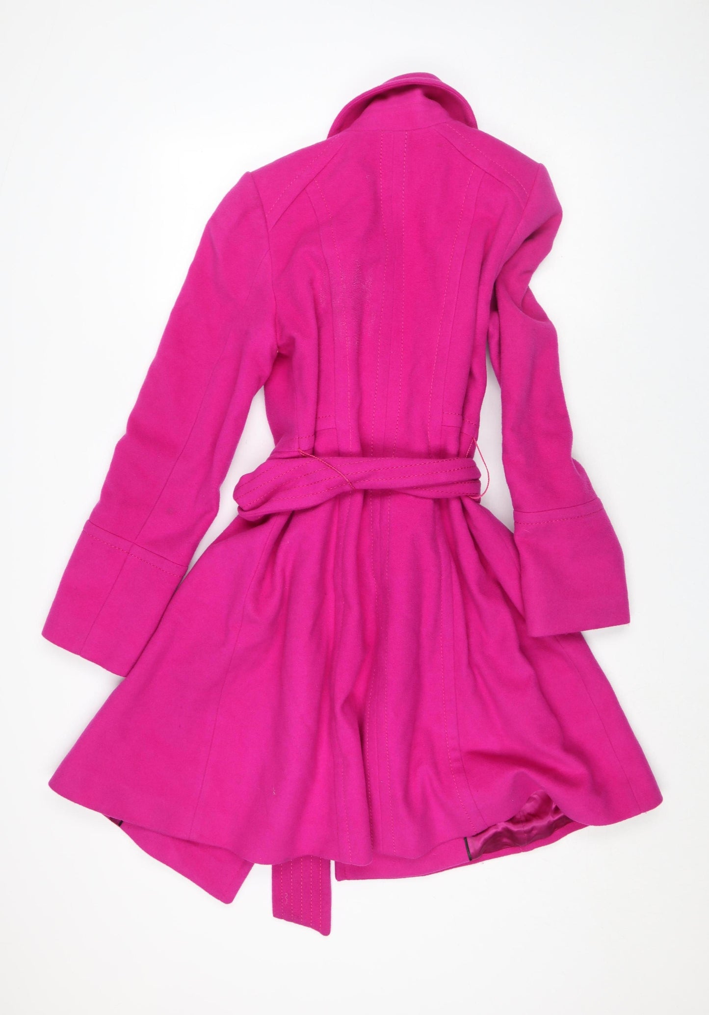 Coast Women Pink Wool Blend Belted Trench Coat Size 10