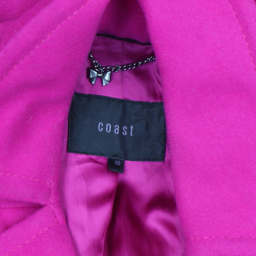 Coast Women Pink Wool Blend Belted Trench Coat Size 10