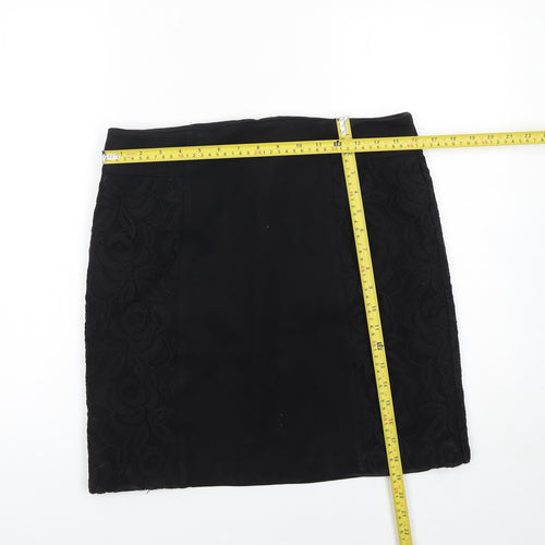 KB Studio Women's Black Lace Pencil Skirt Size 12 Stretch Lined