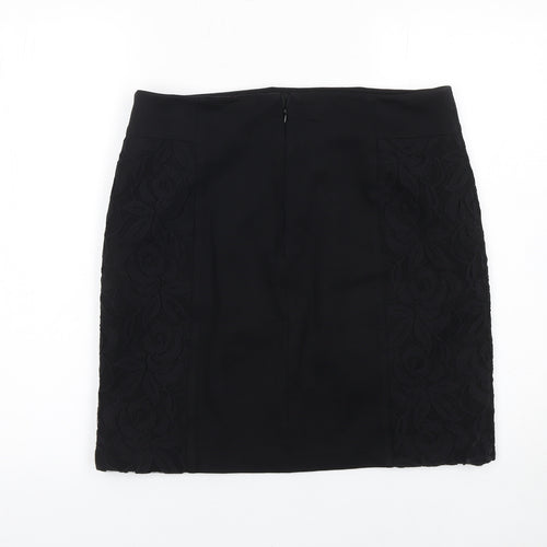 KB Studio Women's Black Lace Pencil Skirt Size 12 Stretch Lined