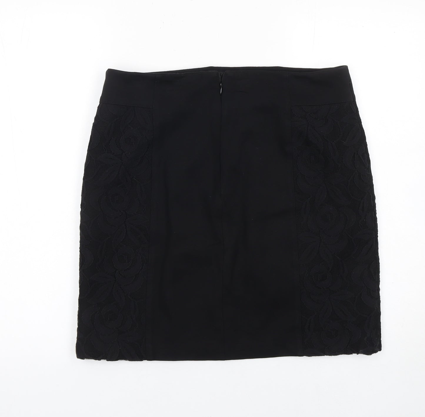 KB Studio Women's Black Lace Pencil Skirt Size 12 Stretch Lined