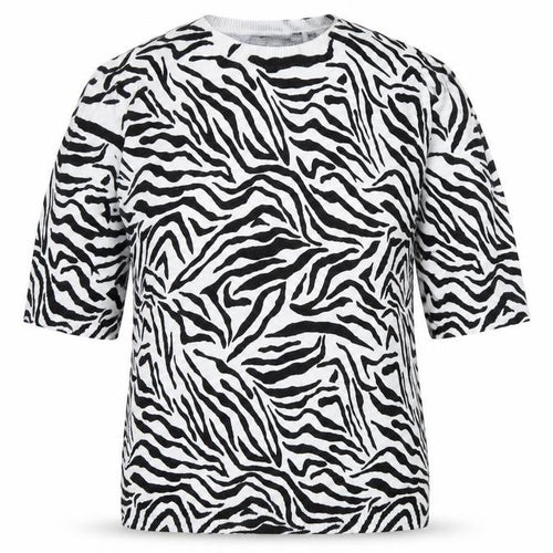 Marks and Spencer Womens Black Zebra Print Short Sleeve Jumper Size 12