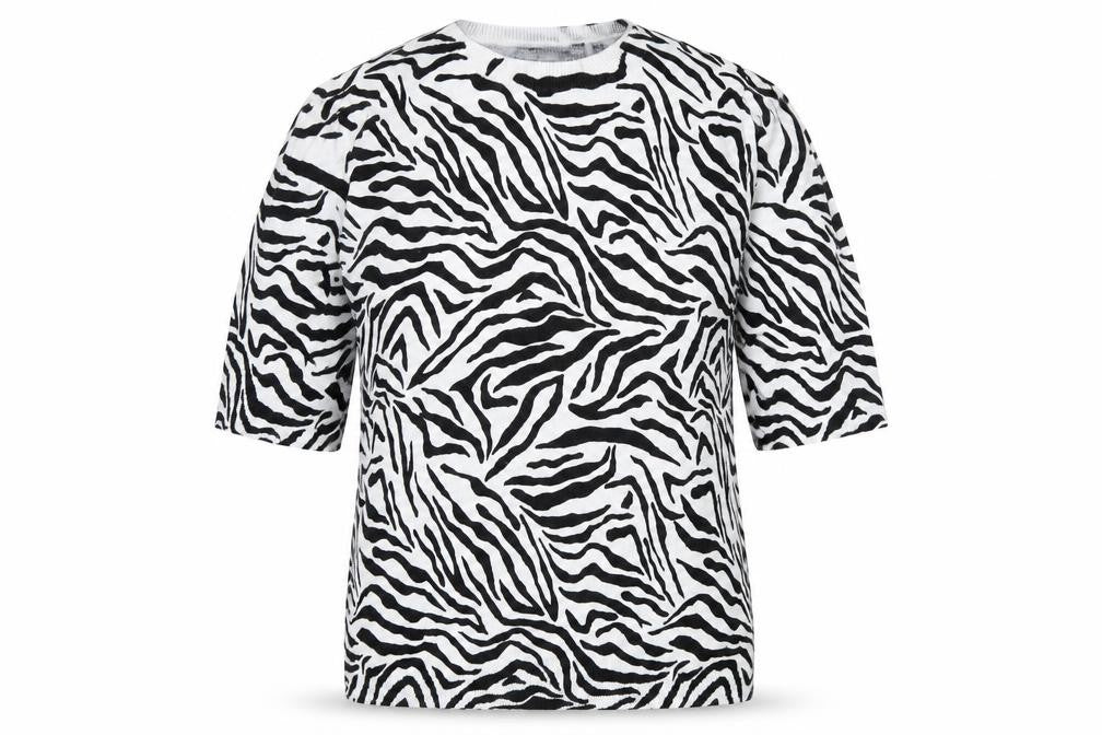 Marks and Spencer Womens Black Zebra Print Short Sleeve Jumper Size 12