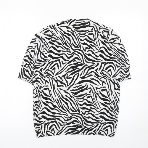 Marks and Spencer Womens Black Zebra Print Short Sleeve Jumper Size 12