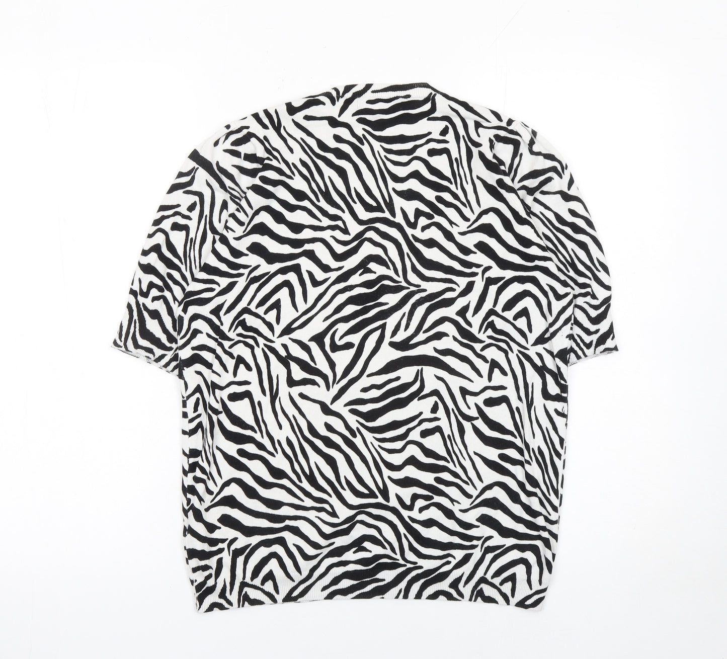 Marks and Spencer Womens Black Zebra Print Short Sleeve Jumper Size 12