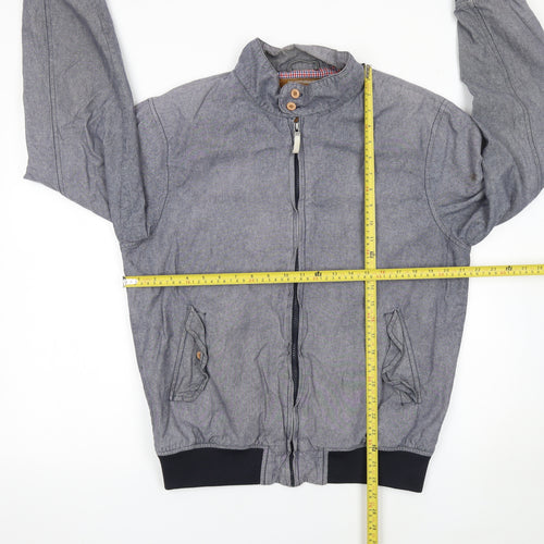 BS Quality Apparel Men’s Grey Cotton Bomber Jacket L Collared Zip Casual