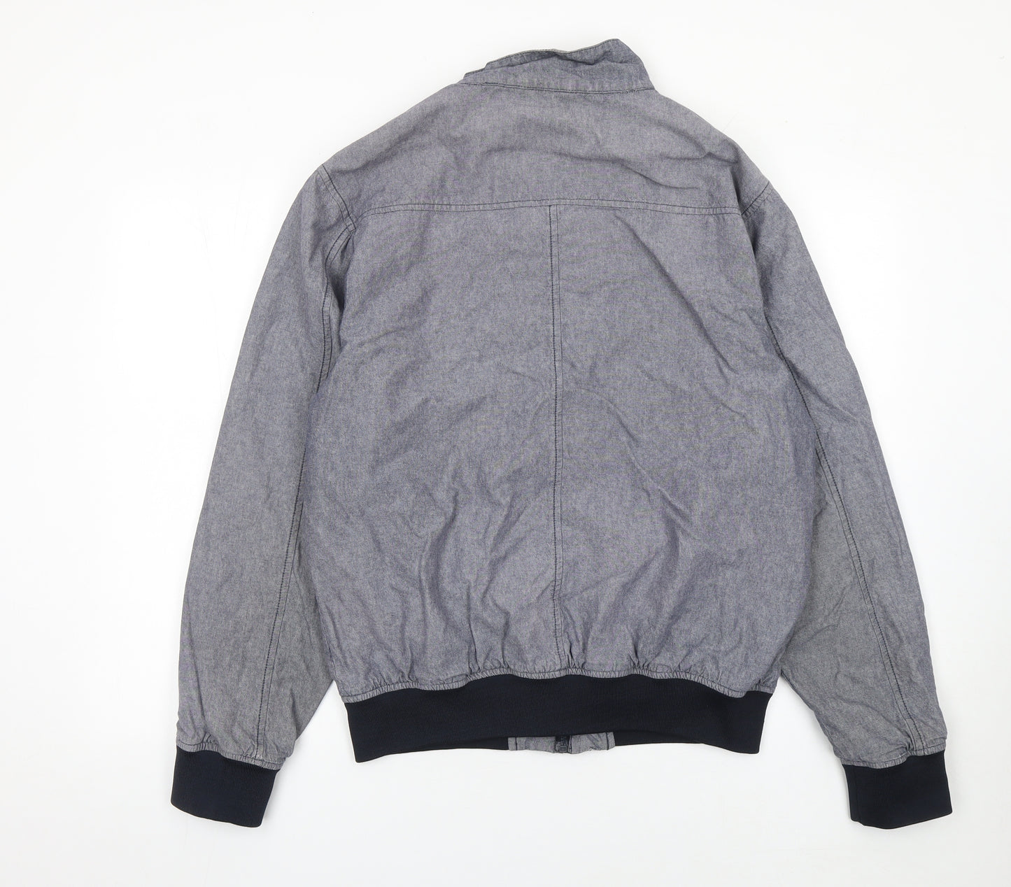 BS Quality Apparel Men’s Grey Cotton Bomber Jacket L Collared Zip Casual