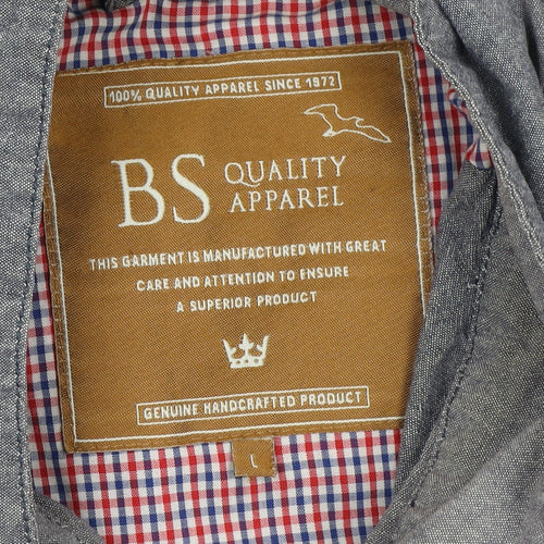 BS Quality Apparel Men’s Grey Cotton Bomber Jacket L Collared Zip Casual