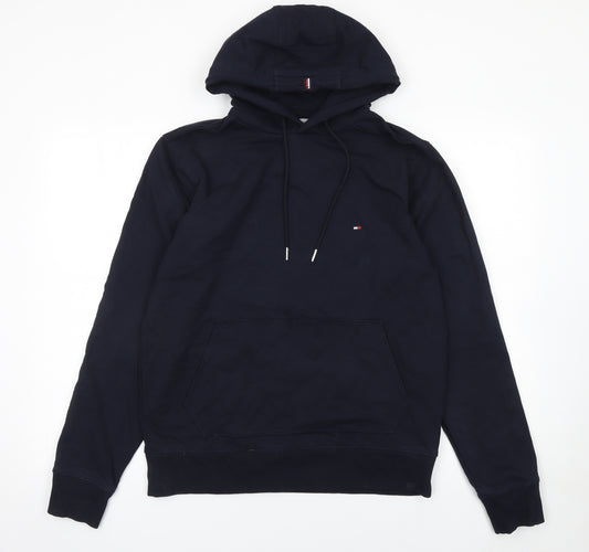 Tommy Hilfiger Men’s Blue Pullover Hoodie L Logo Classic Style