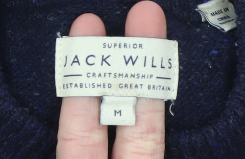 Jack Wills Men's Blue Fair Isle Wool Jumper M Crew Neck Knitwear