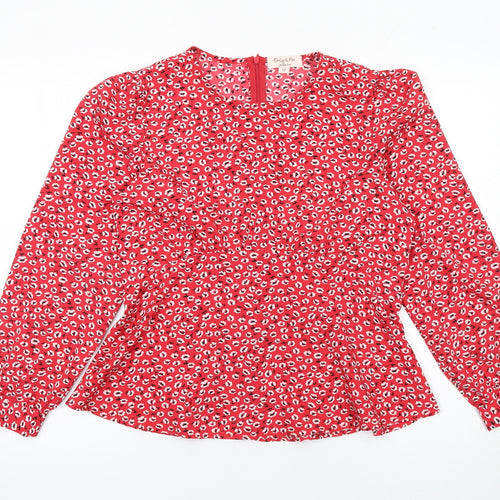 Emily & Me London Women Red Floral Long Sleeve Blouse Size 12