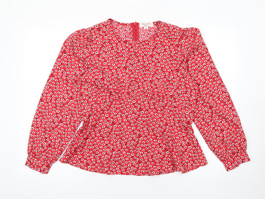 Emily & Me London Women Red Floral Long Sleeve Blouse Size 12
