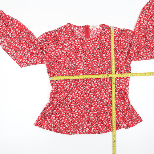 Emily & Me London Women Red Floral Long Sleeve Blouse Size 12