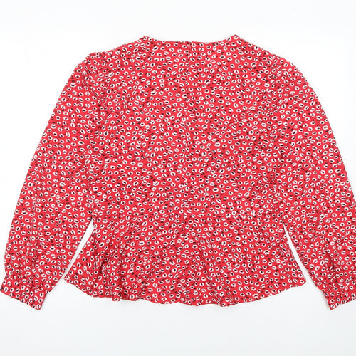 Emily & Me London Women Red Floral Long Sleeve Blouse Size 12