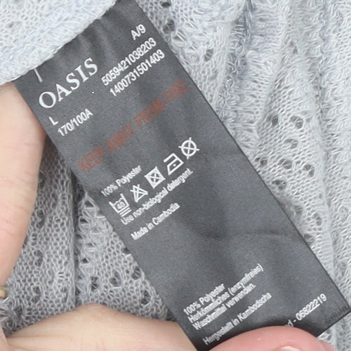 Oasis Women’s Grey Open Knit Long Sleeve Cardigan Size L