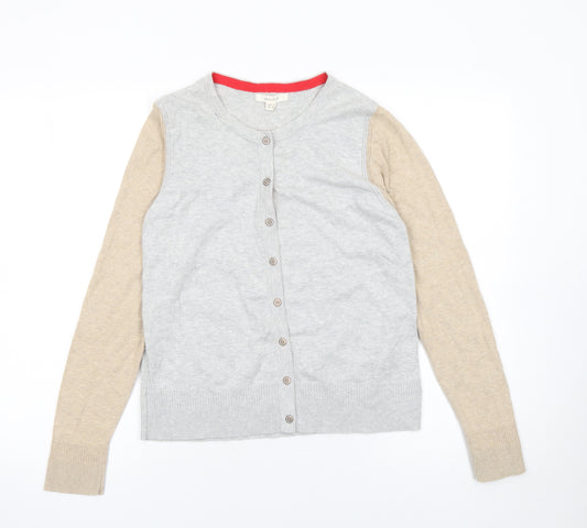 White Stuff Women's Grey Beige Cotton Wool Cardigan Size 10