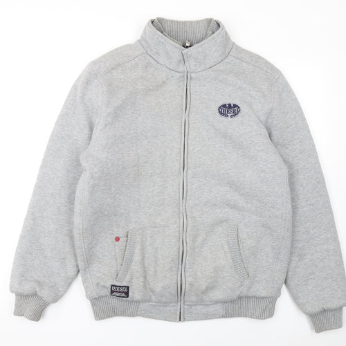 Diesel Men's Grey Full Zip Sweatshirt XL High Neck Casual