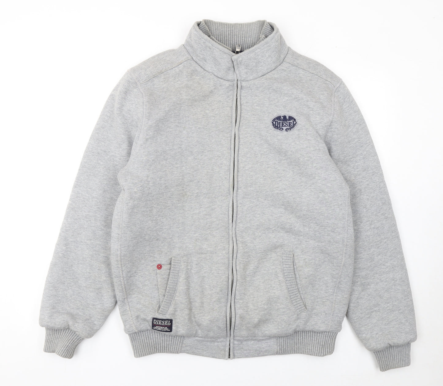 Diesel Men's Grey Full Zip Sweatshirt XL High Neck Casual