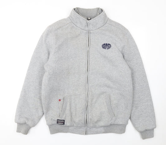 Diesel Men's Grey Full Zip Sweatshirt XL High Neck Casual