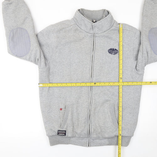 Diesel Men's Grey Full Zip Sweatshirt XL High Neck Casual