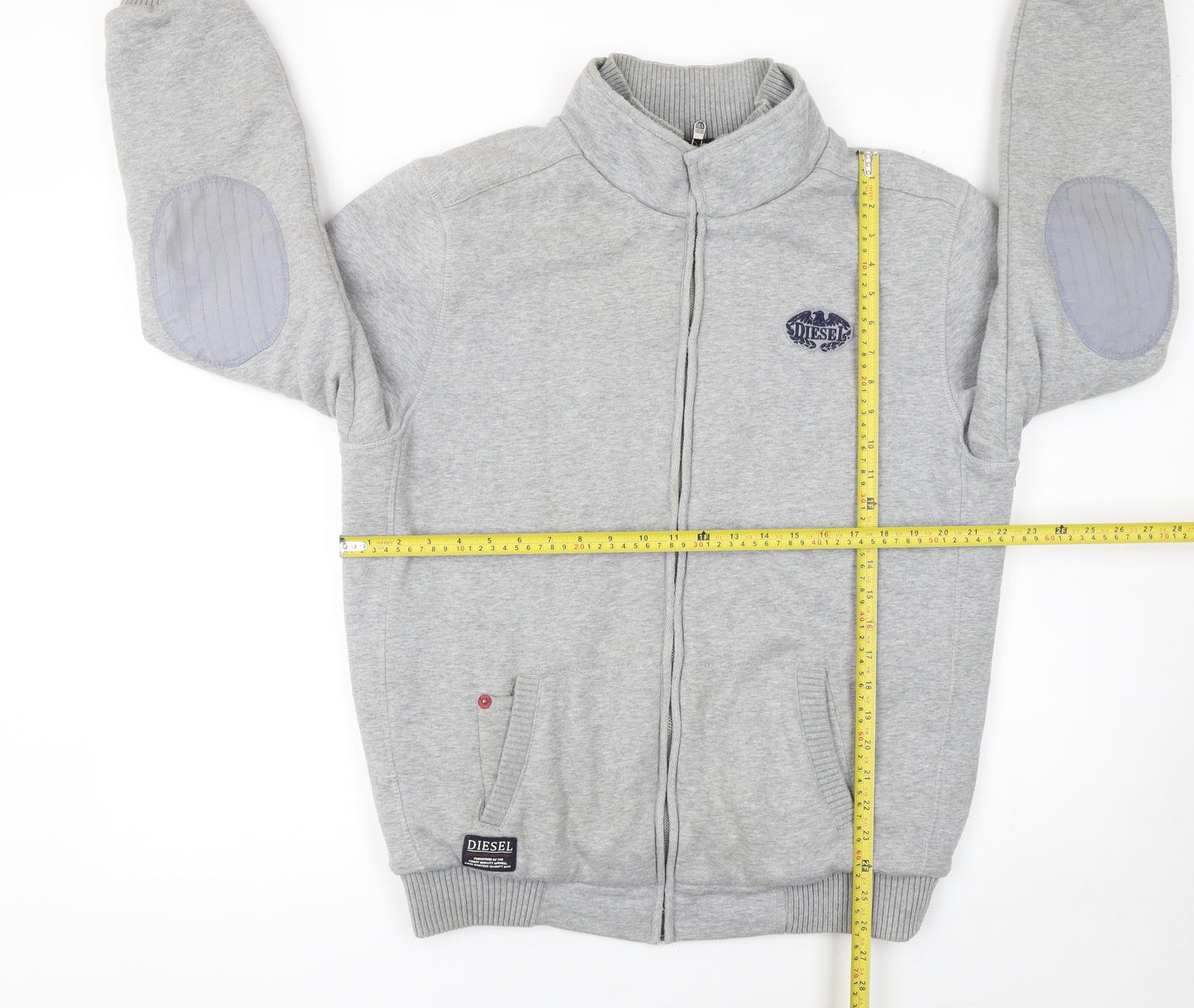 Diesel Men's Grey Full Zip Sweatshirt XL High Neck Casual