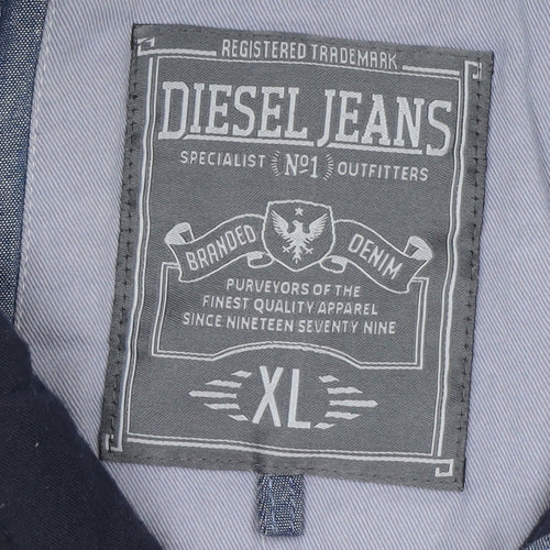 Diesel Men's Grey Full Zip Sweatshirt XL High Neck Casual