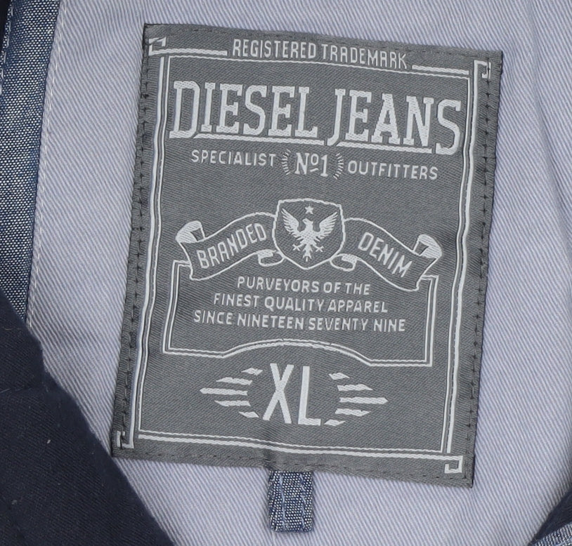 Diesel Men's Grey Full Zip Sweatshirt XL High Neck Casual