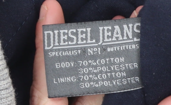 Diesel Men's Grey Full Zip Sweatshirt XL High Neck Casual