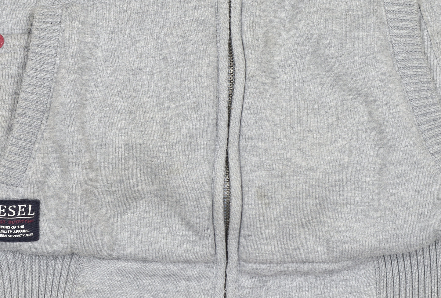 Diesel Men's Grey Full Zip Sweatshirt XL High Neck Casual