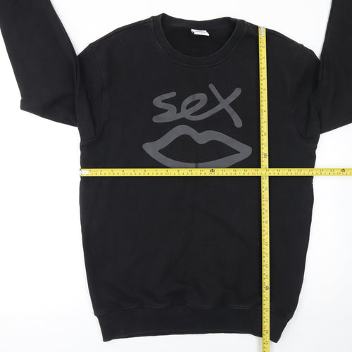 Sex Black Cotton Crew Neck Pullover Sweatshirt Women L