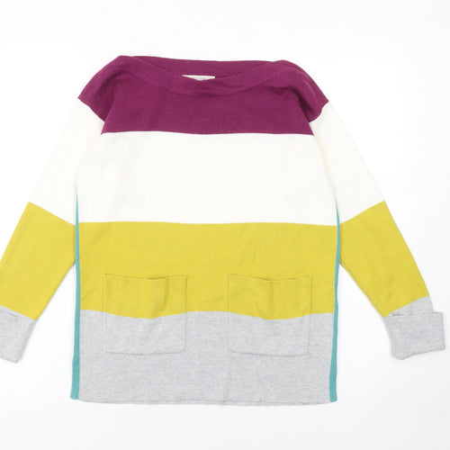 White Stuff Women's Multicoloured Striped Boat Neck Jumper Size 6
